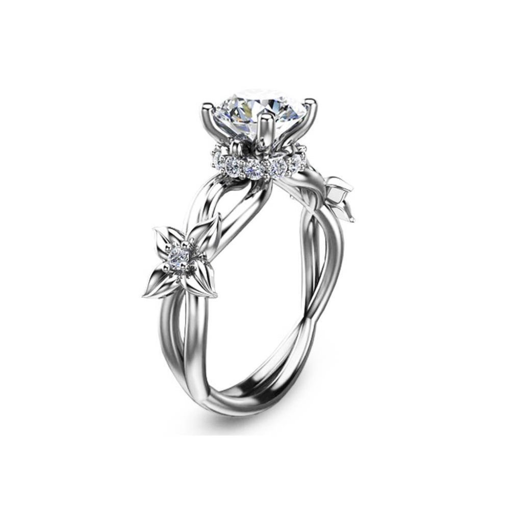 🥰Twisted Beautiful Bright Flower Silver Wedding Rings for Women, INDN8054 - Picture 6 of 8